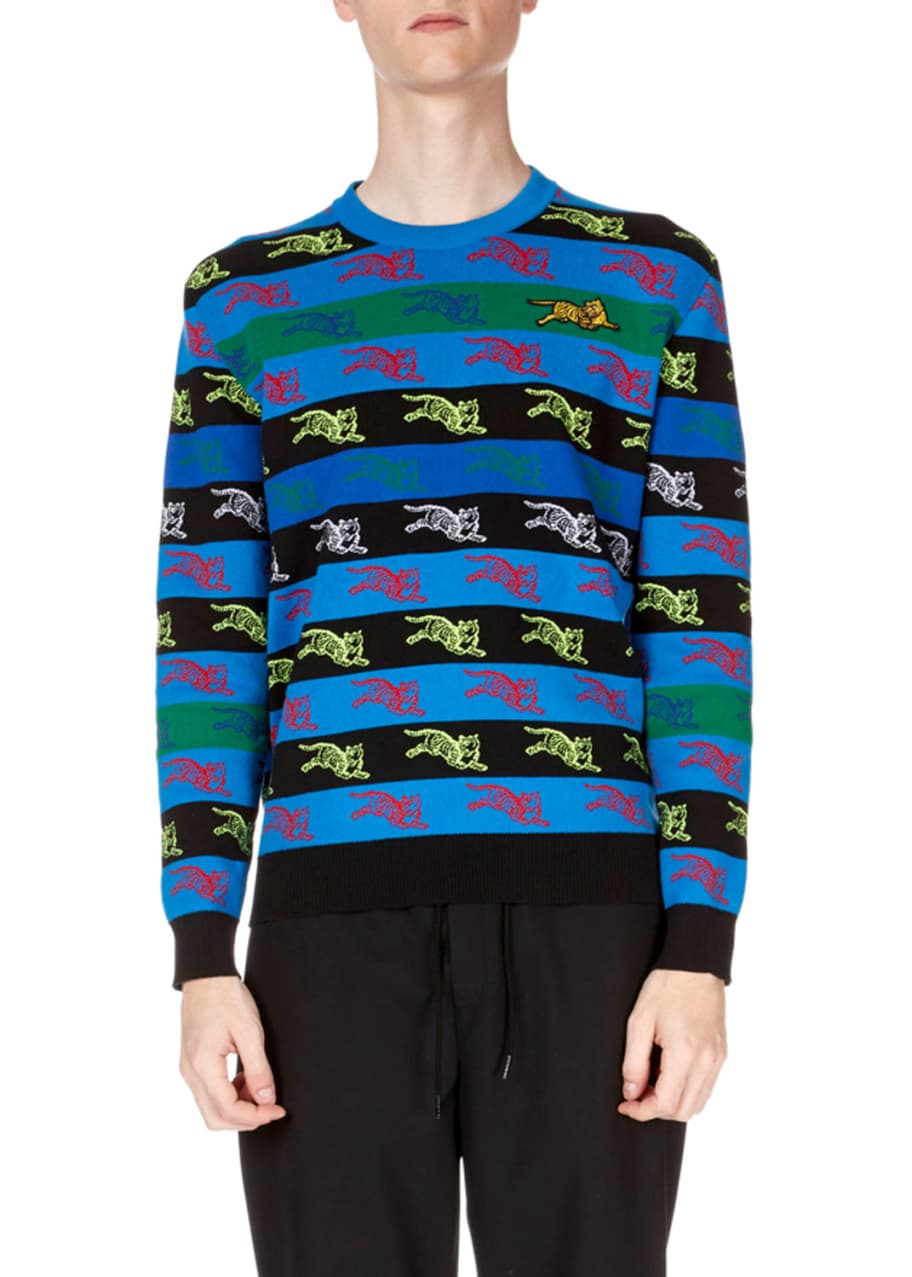 Kenzo Men's Tigers Striped Sweater - Bergdorf Goodman