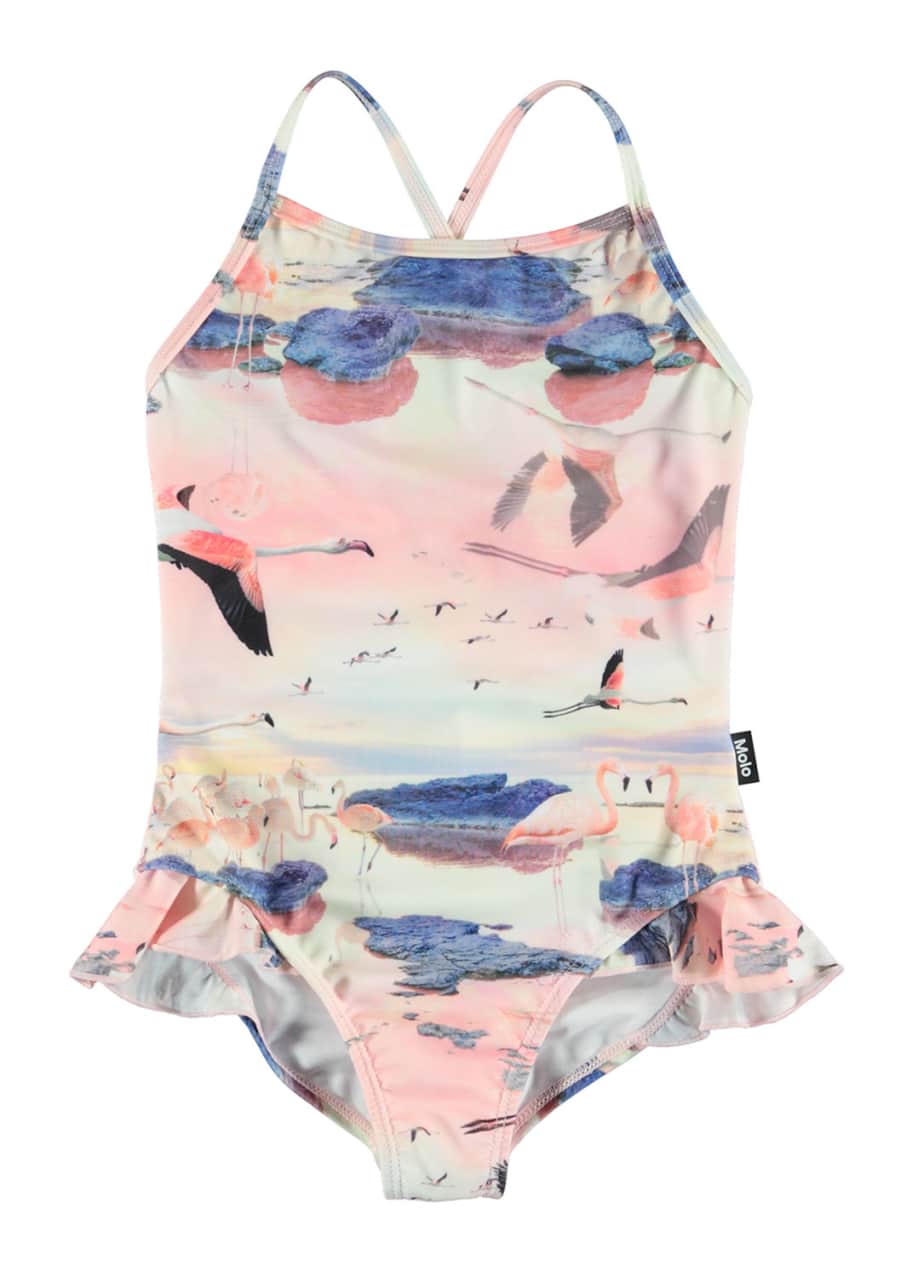 Image 1 of 1: Noona Flamingo Print One-Piece Swimsuit, Size 9M-10