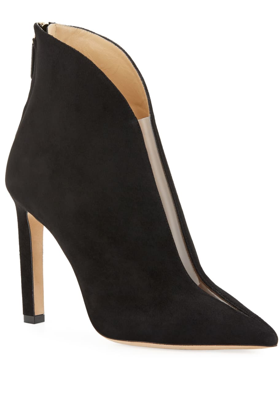 Jimmy Choo Bowie Plunge Suede Booties - Bergdorf Goodman