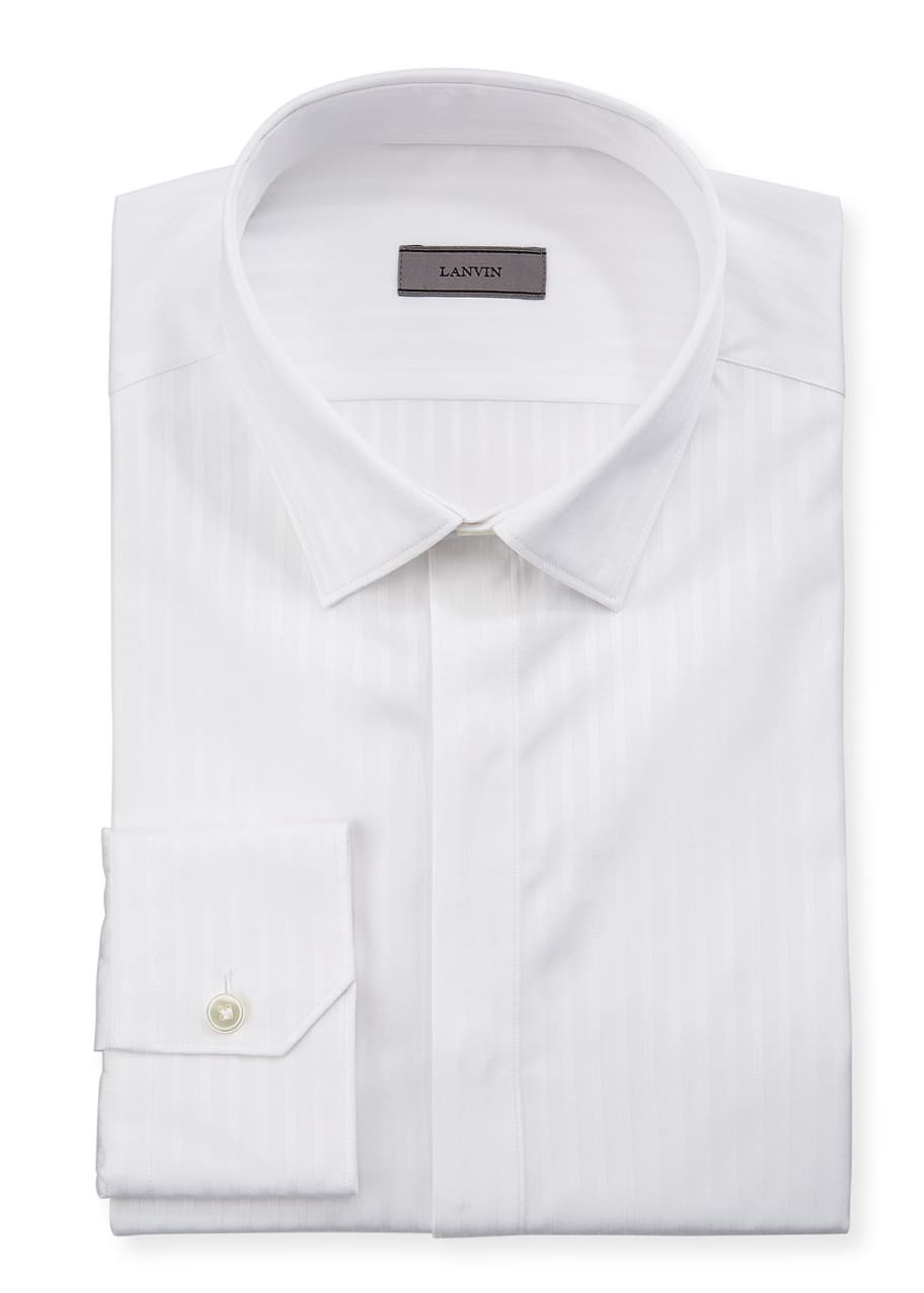 Lanvin Men's Tonal Stripe Hidden-Placket Dress Shirt - Bergdorf Goodman