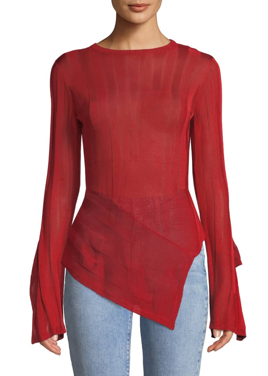 Image 1 of 1: Blaze Asymmetric Split-Sleeve Sweater