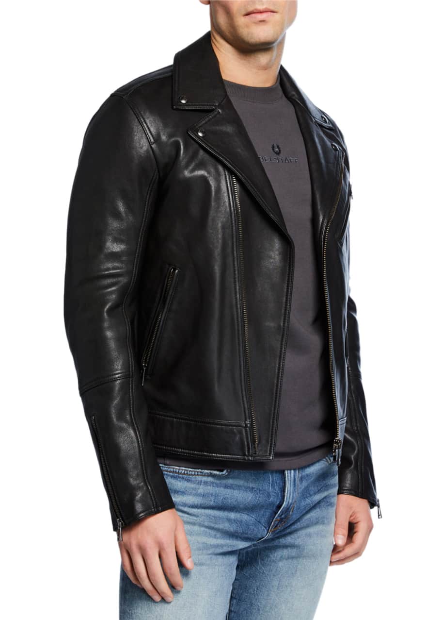 Belstaff Men's Fenway Leather Zip-Front Moto Jacket - Bergdorf Goodman