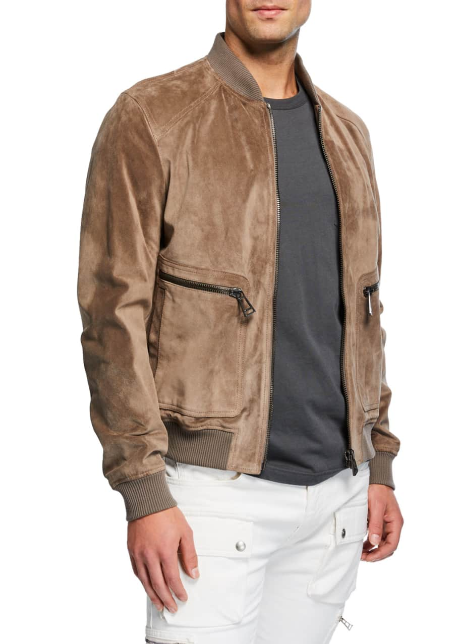 Belstaff Men's Driftwood Winswell Oiled-Suede Bomber Jacket - Bergdorf ...