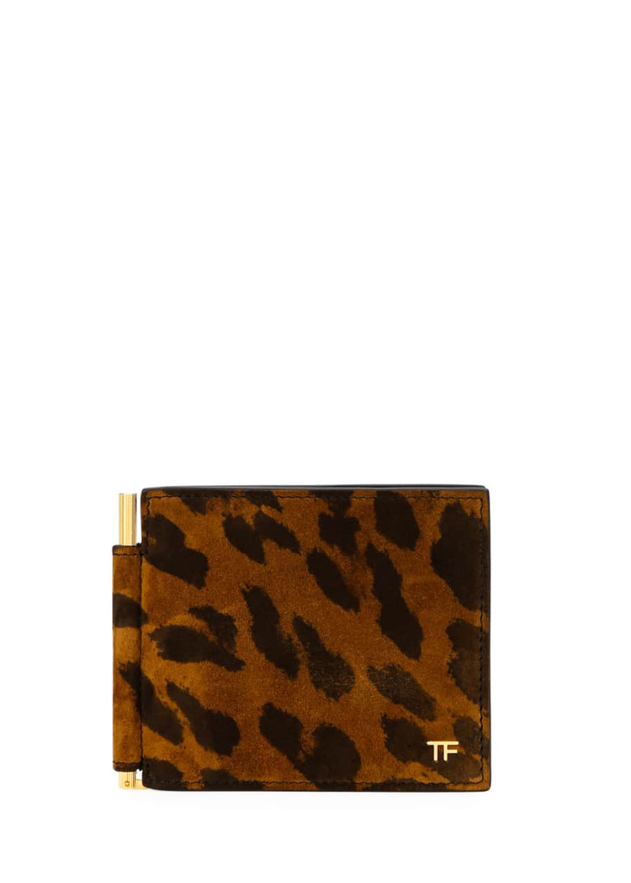 Saint Laurent Men's Leopard-Print Leather Card Holder - Bergdorf Goodman