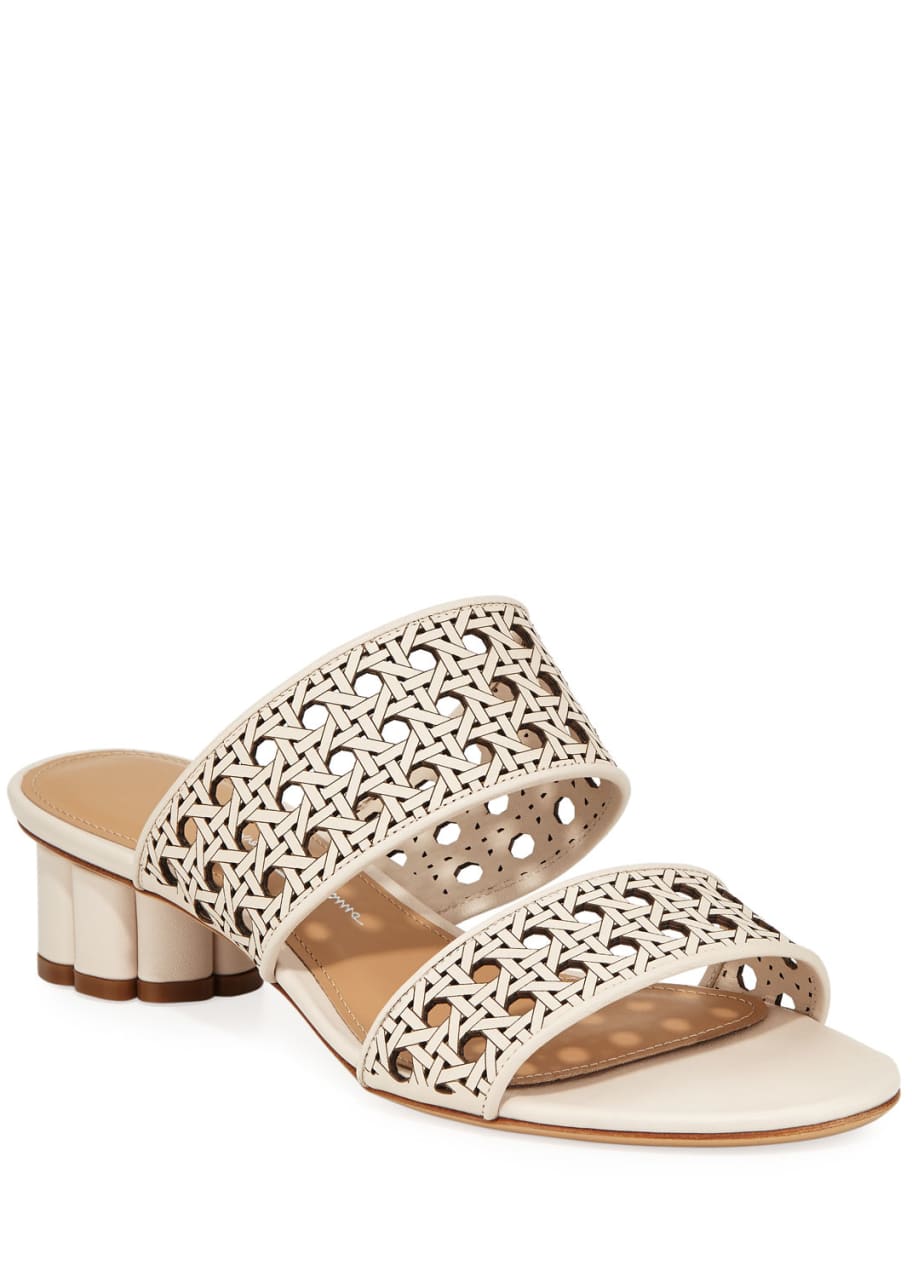 Salvatore Ferragamo Belluno Laser-Cut Leather Slide Sandals - Bergdorf ...