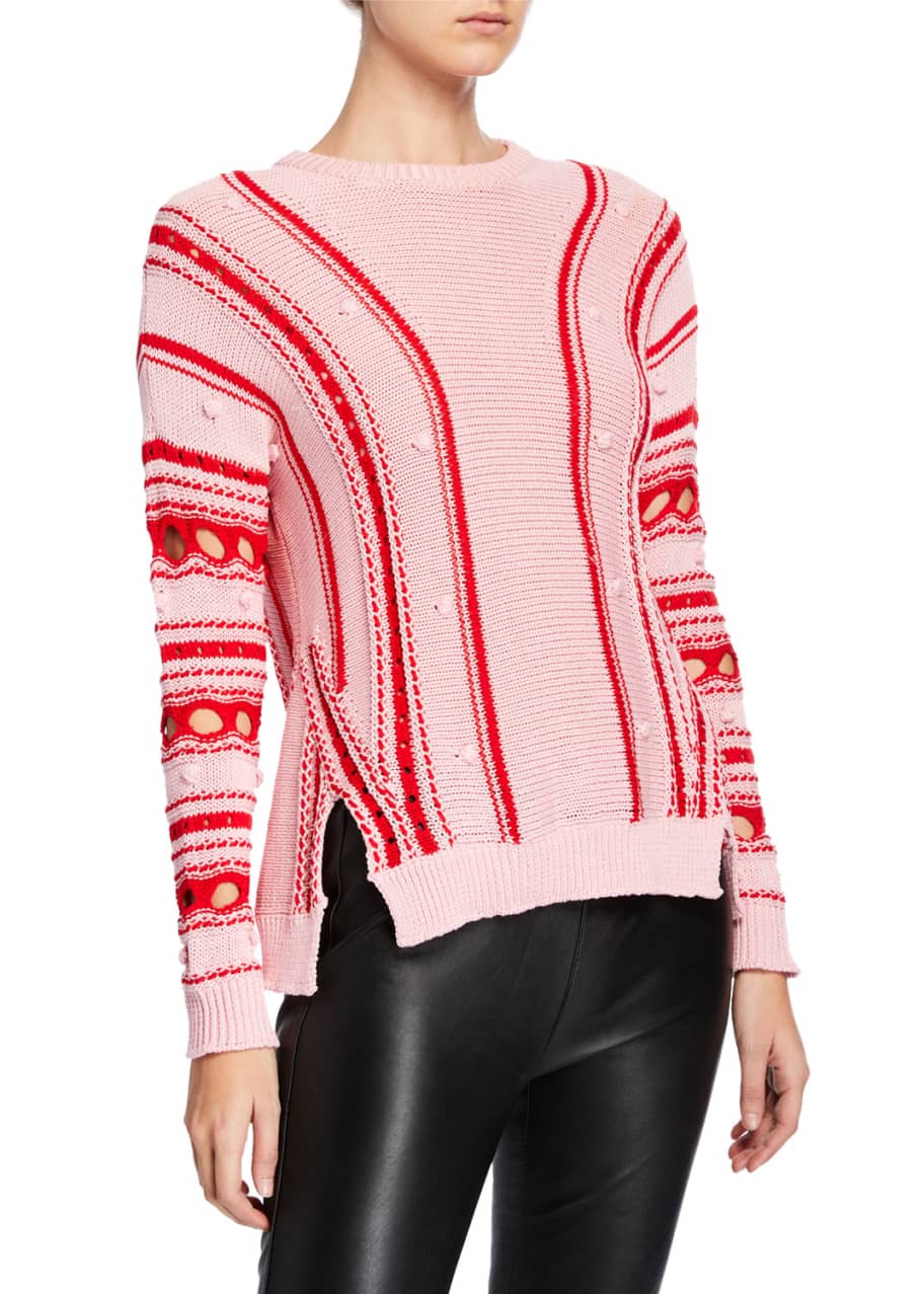 Jonathan Simkhai Chunky Striped Cotton Side-Slit Sweater - Bergdorf Goodman