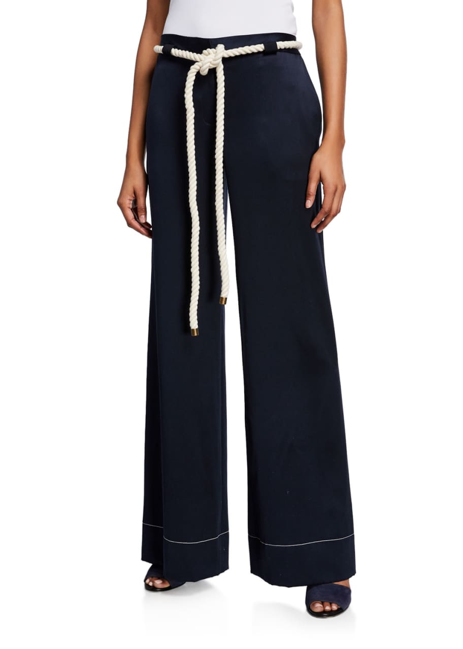 Rope-Belted Wide Leg Pants