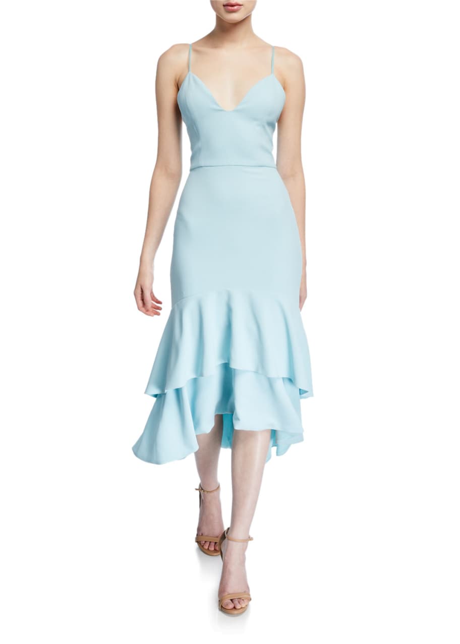 Alice + Olivia Amina Plunging Sweetheart Spaghetti-Strap Midi Dress ...