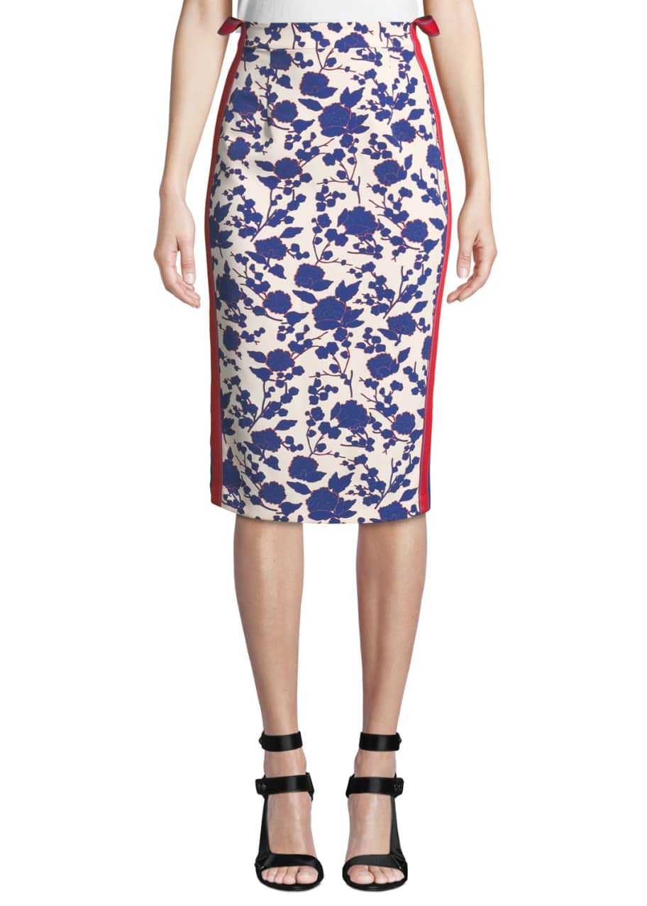 PINKO High-Rise Floral Side-Stripe Pencil Skirt - Bergdorf Goodman