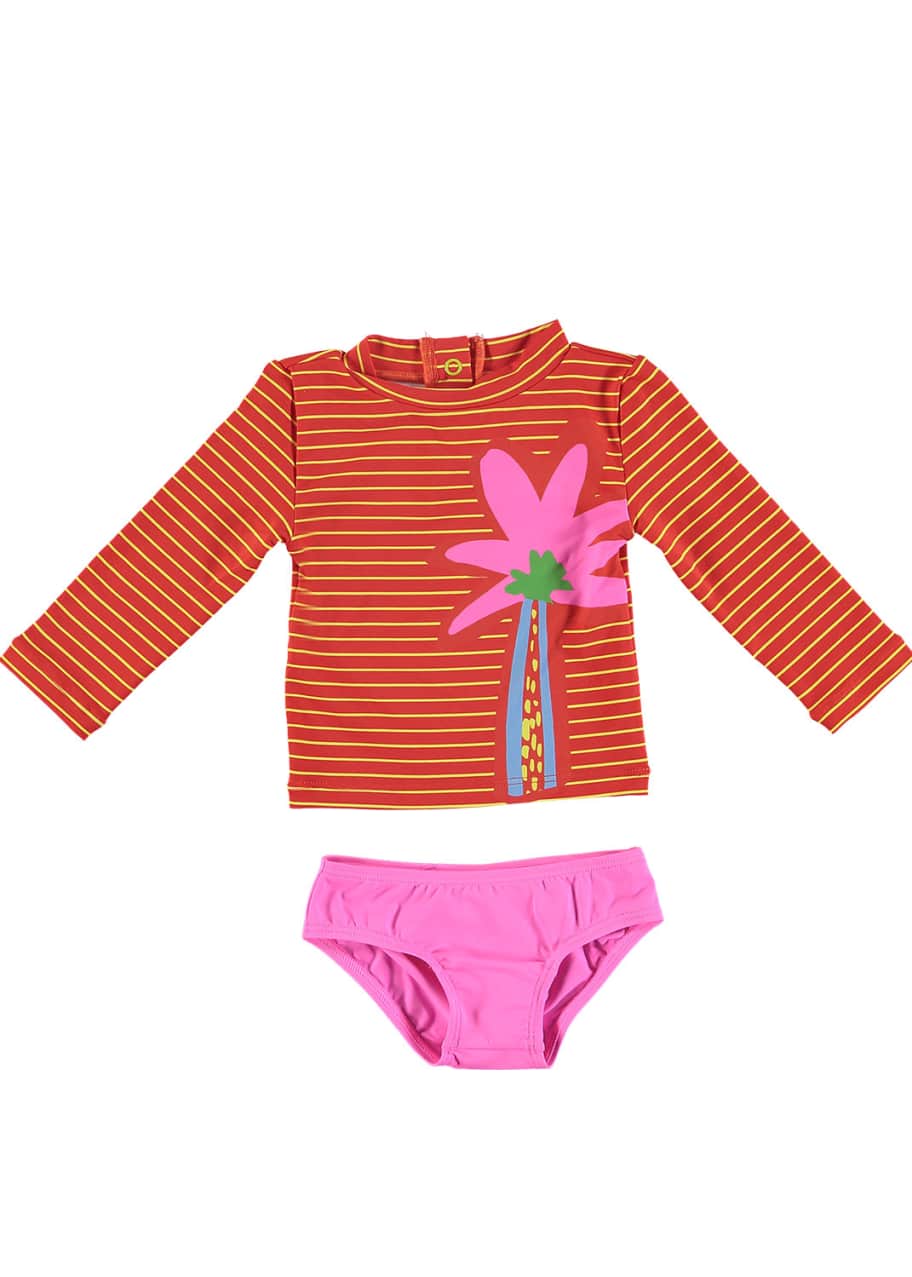 Image 1 of 1: Striped Rash Guard w/ Hipster Bottoms, Size 12-36 Months