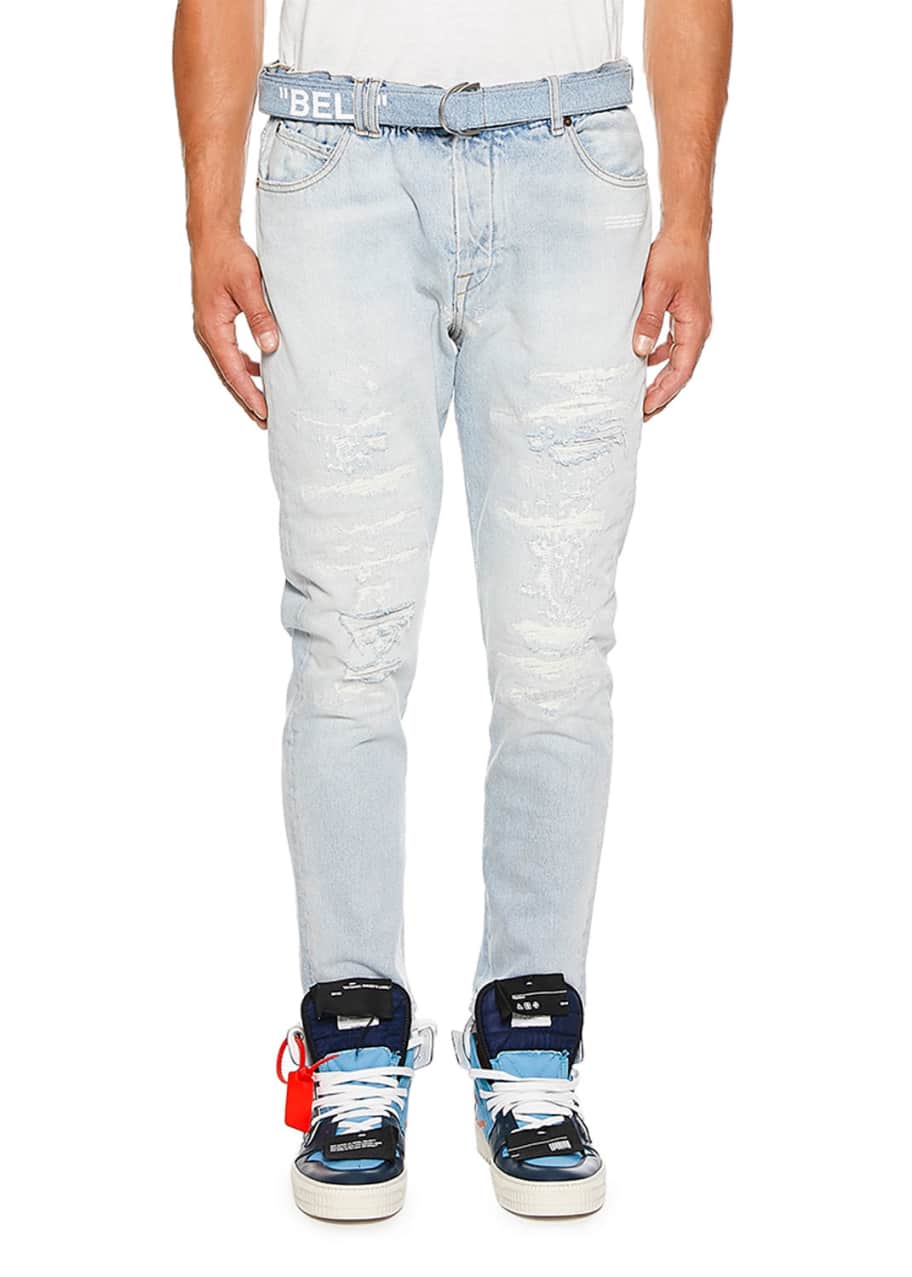 Off-White Men's Slim-Fit Low Crotch Denim Jeans - Bergdorf Goodman