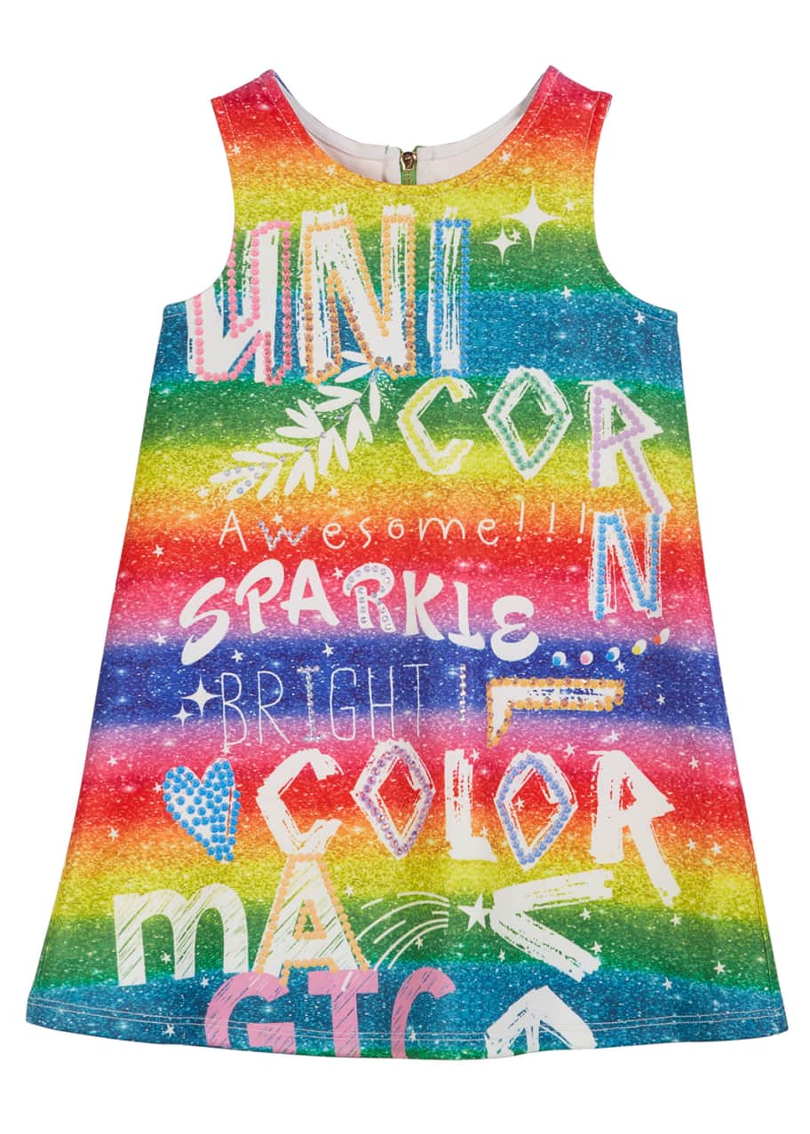 Image 1 of 1: Rainbow Scuba Sleeveless Dress, Size 7-14