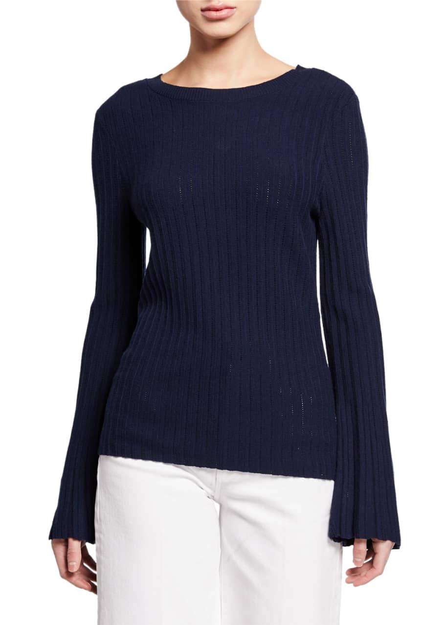 FRAME Bell-Sleeve Crewneck Sweater - Bergdorf Goodman