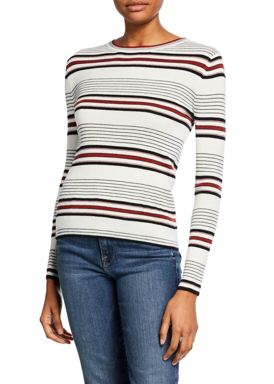 FRAME Striped Wool-Blend Crewneck Sweater - Bergdorf Goodman