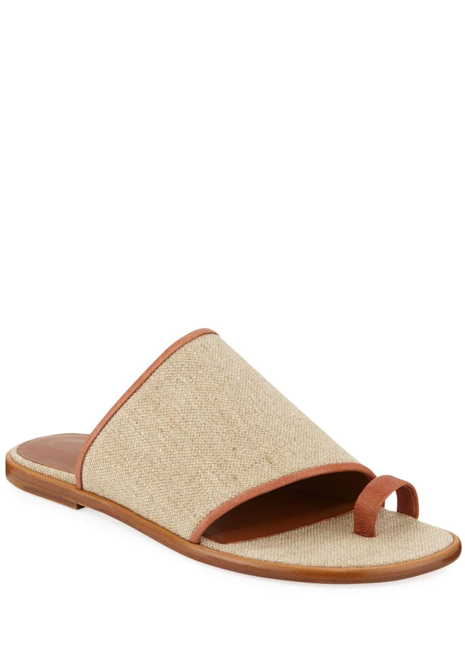 Vince Edan Flat Linen Slide Sandals - Bergdorf Goodman