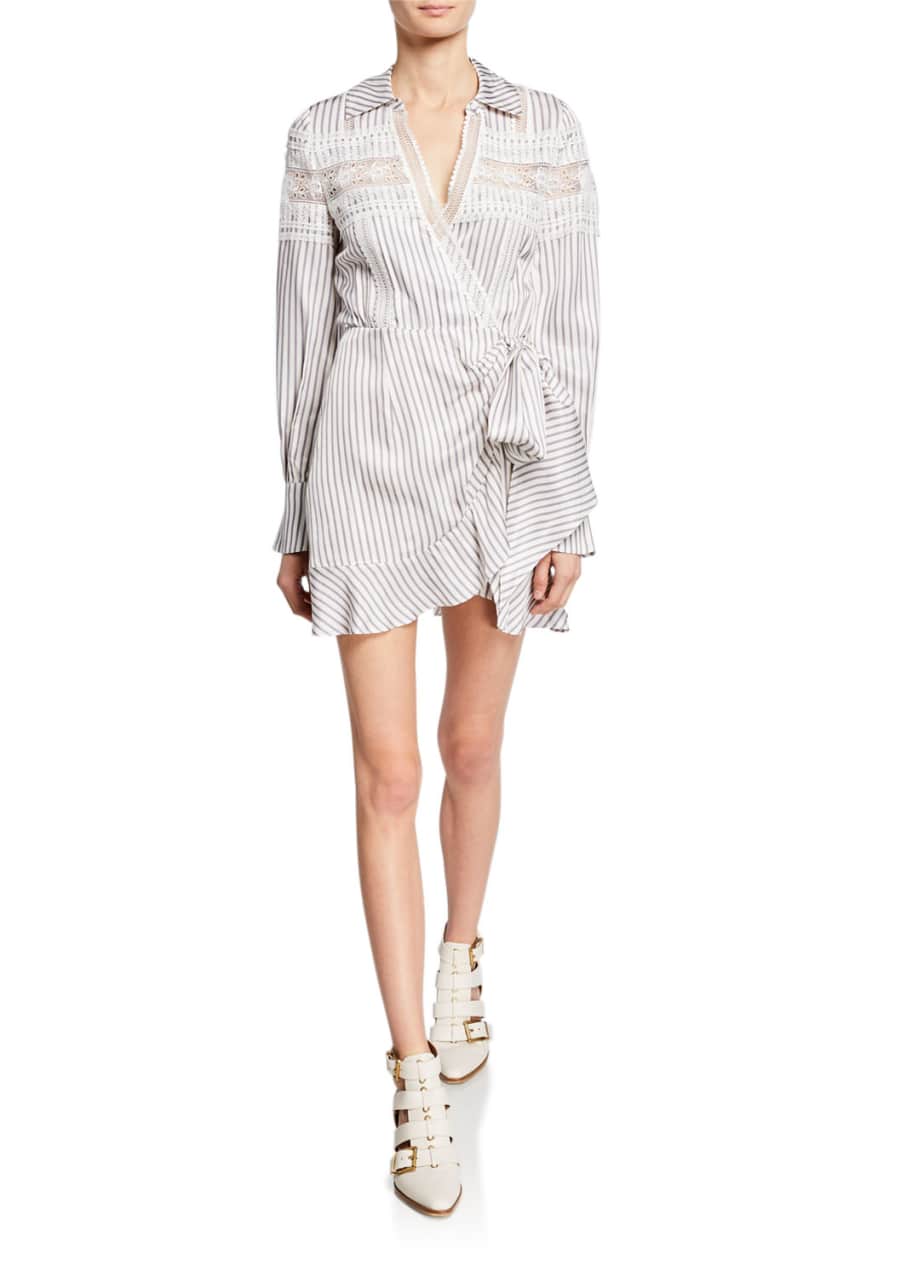 Self Portrait Striped Wrap Dress Bergdorf Goodman