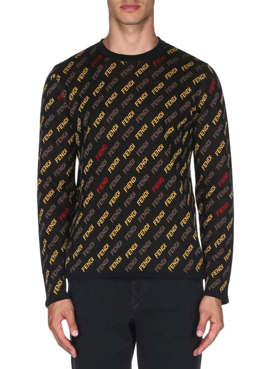 Fendi Men's Allover Logo Print Sweater - Bergdorf Goodman