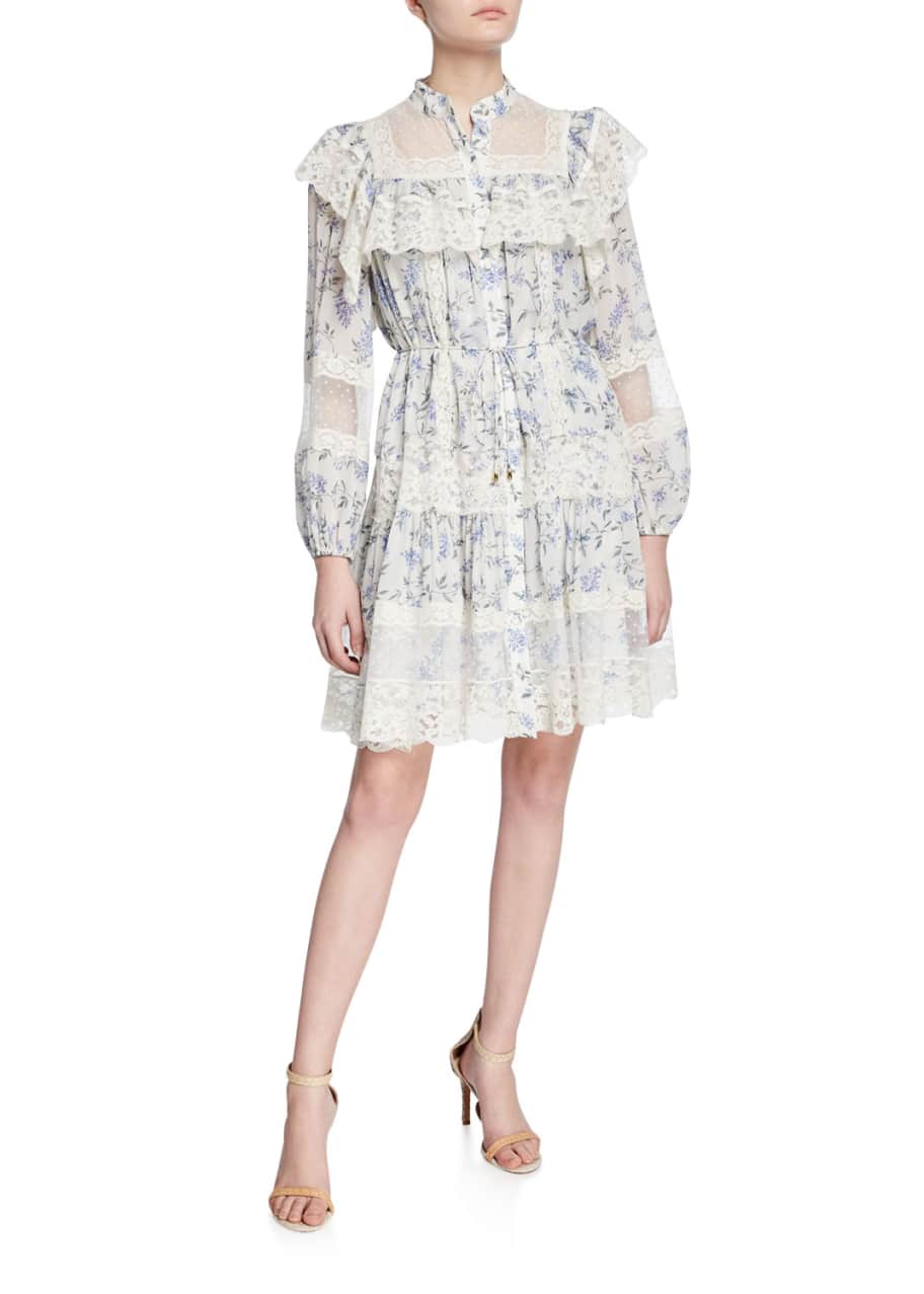 Zimmermann Moncur Lace-Yoke Short Dress - Bergdorf Goodman