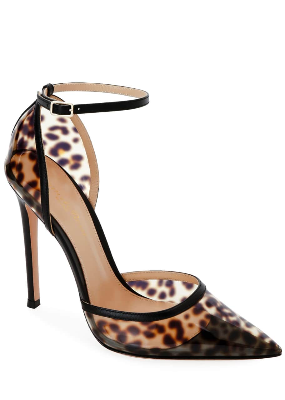 Gianvito Rossi Leopard Plexi Pointed d'Orsay Pumps - Bergdorf Goodman