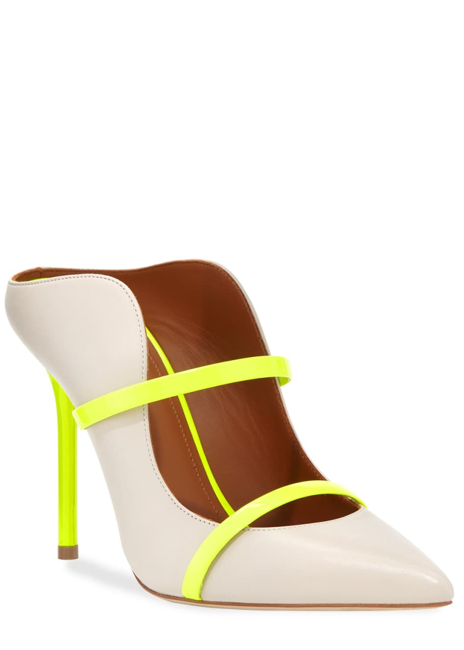Image 1 of 1: Maureen Luwolt High-Heel Leather Mules with Neon Detail