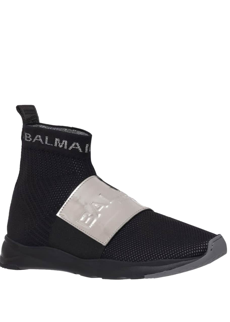 Balmain Men's Cameron Knit Logo-Strap Running Sock Sneakers - Bergdorf ...