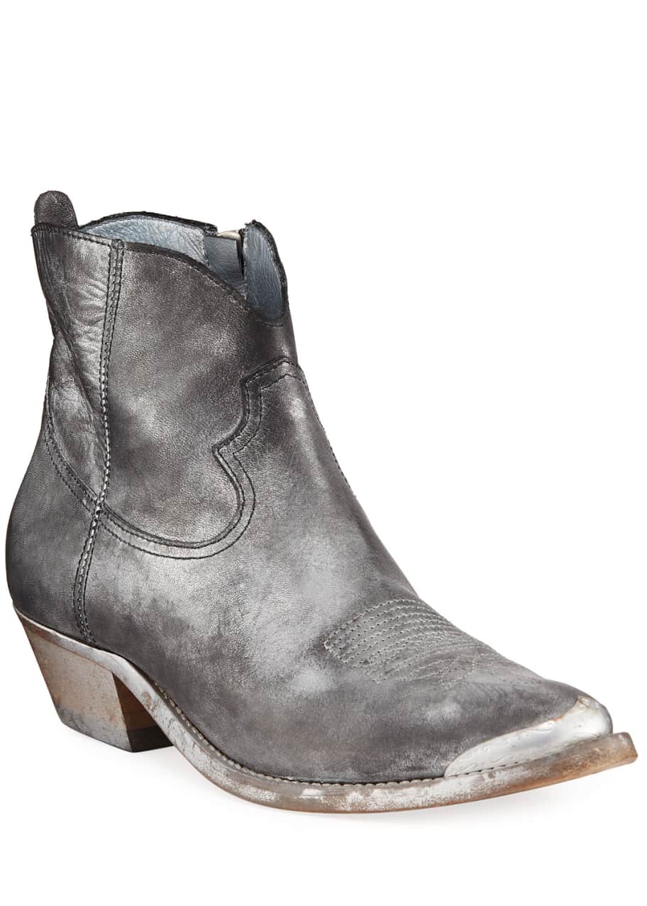 Young Metallic Leather Ankle Boots