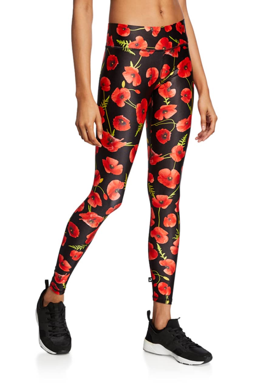 Image 1 of 1: Poppy-Print Tall Band Leggings