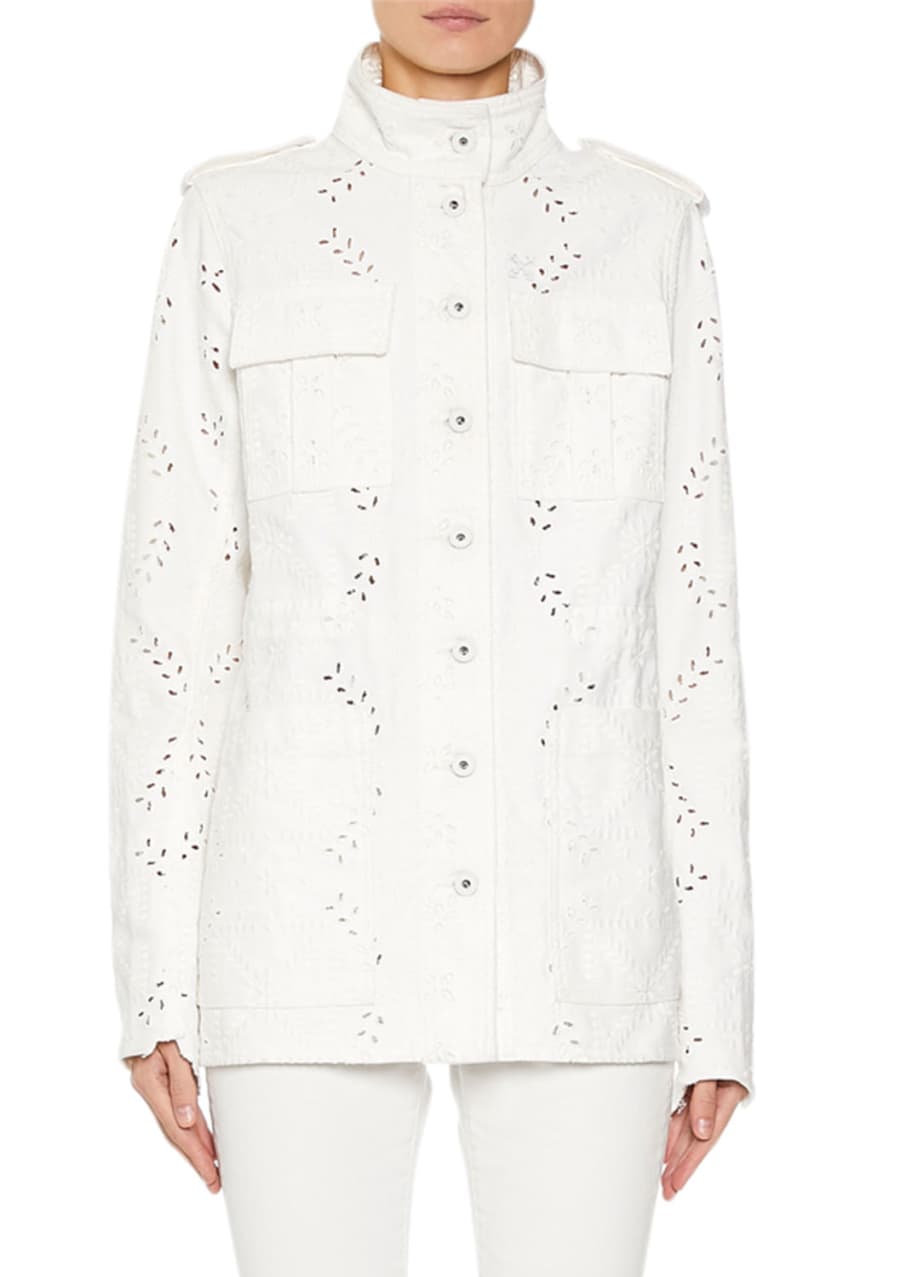 White eyelet jean jacket best sale