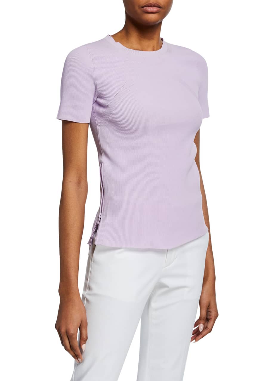 Helmut Lang Angel Side Zip Ribbed Tee Bergdorf Goodman