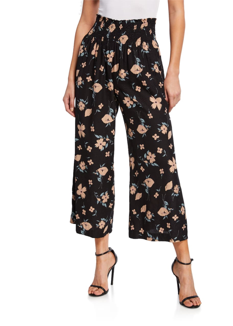 Rebecca Taylor Daniella Floral Print Smock Waist Wide Leg Pants Bergdorf Goodman 2309