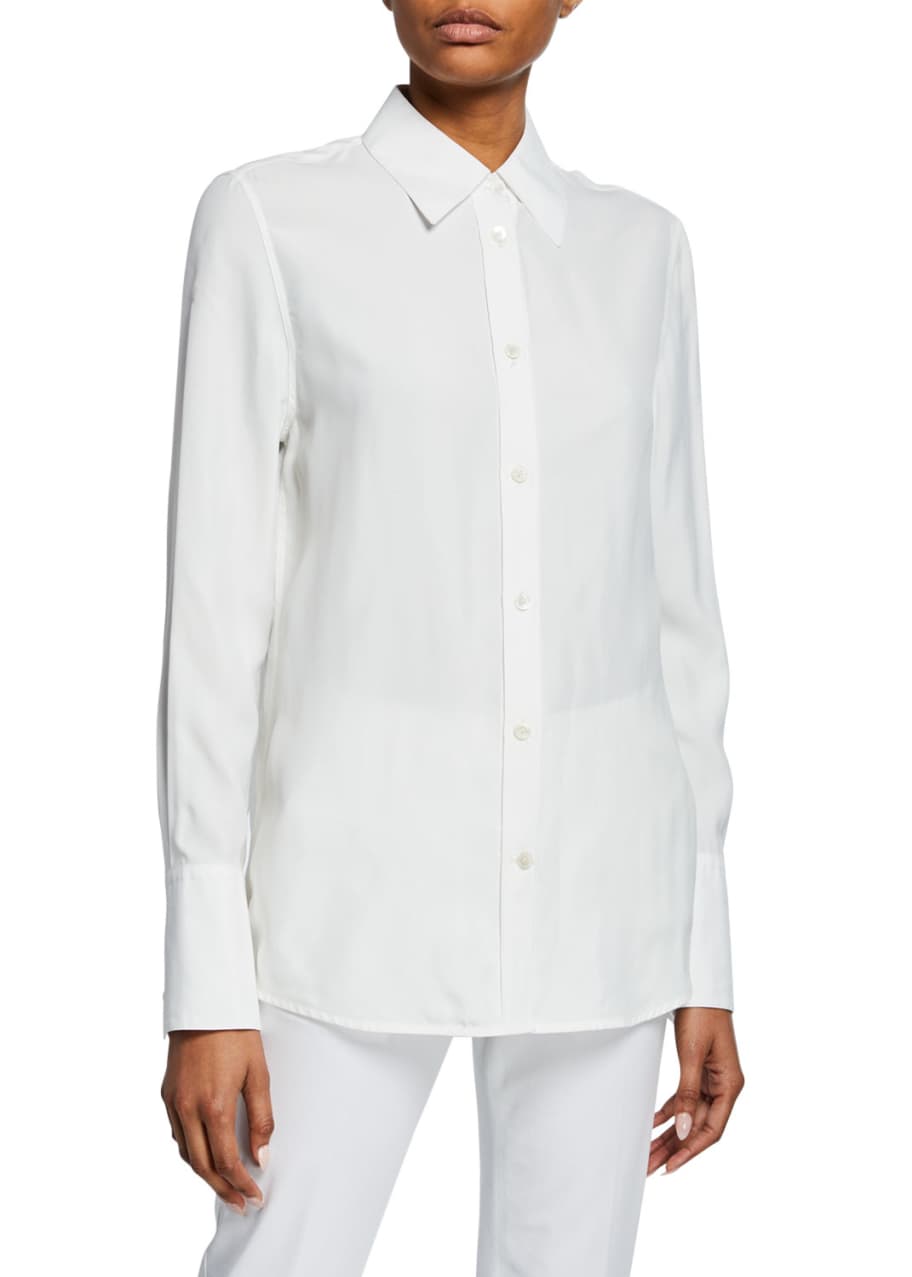 Helmut Lang Button-Down Long-Sleeve Silk Jersey Shirt - Bergdorf Goodman
