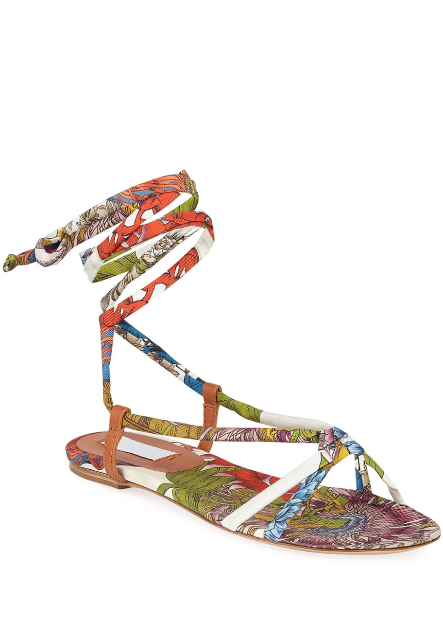 Gabriela Hearst Reeves Printed Fabric Ankle Wrap Sandal - Bergdorf Goodman