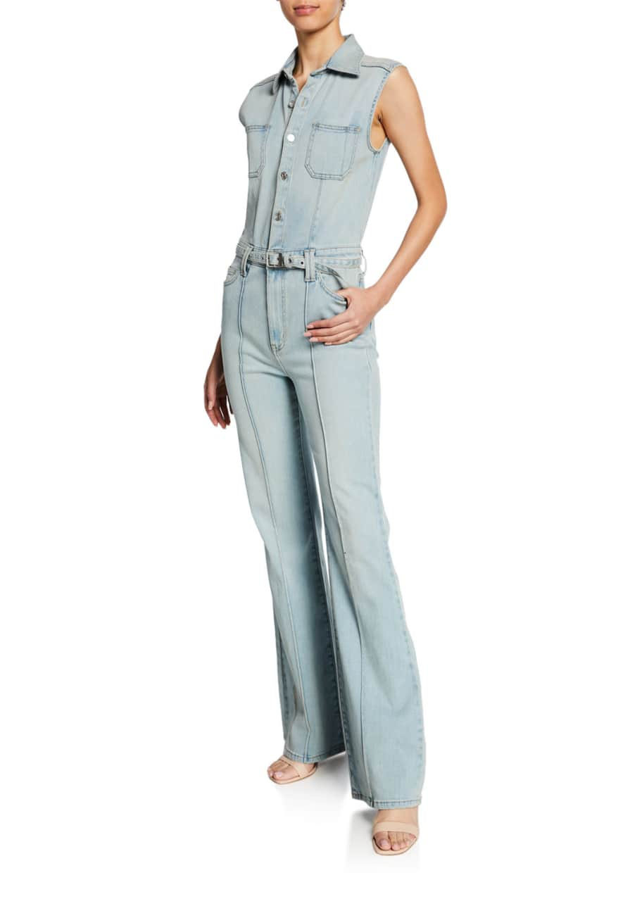 Image 1 of 1: The Zenith Sleeveless Denim Jumpsuit