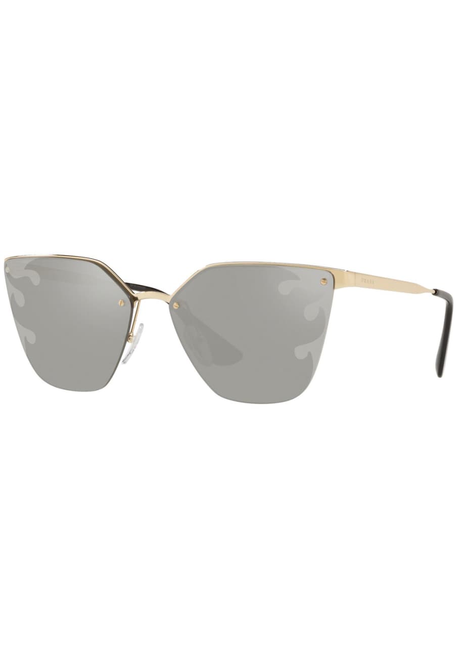 Prada Semi-Rimless Mirrored Cat-Eye Sunglasses - Bergdorf Goodman