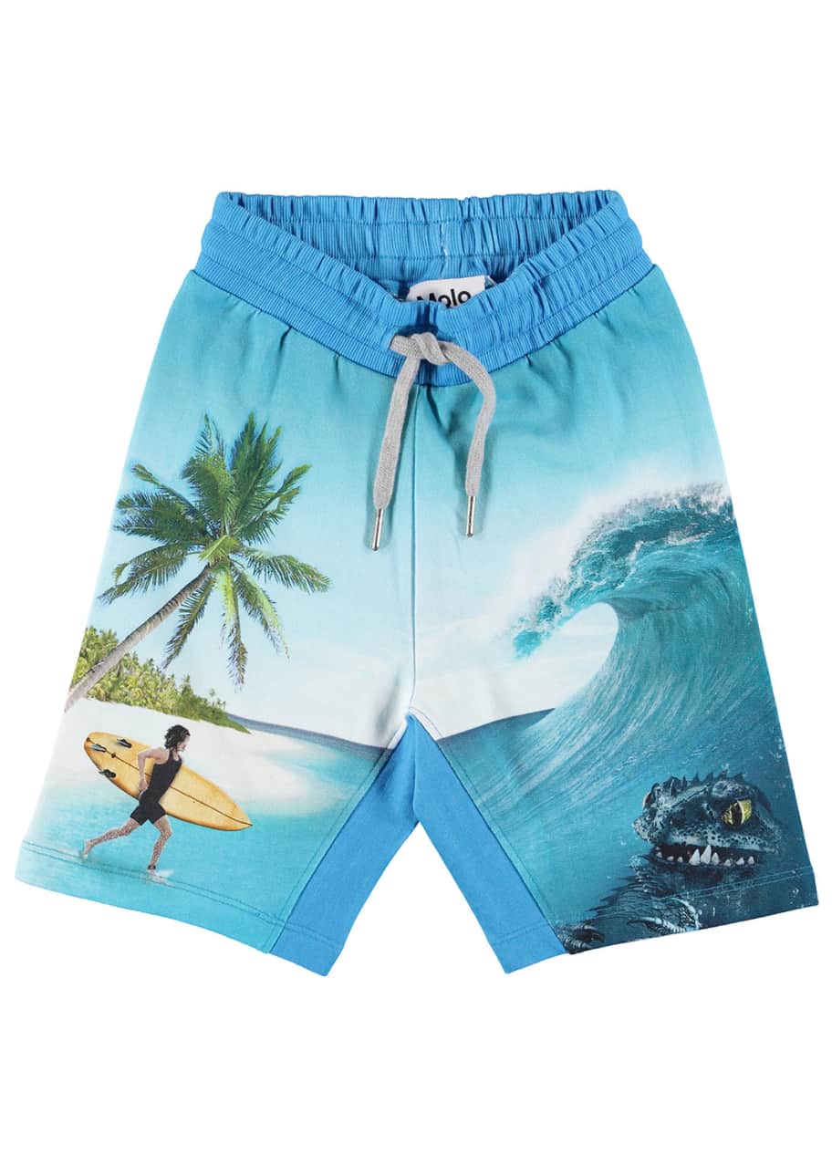 Image 1 of 1: Aliases Surfer & Sea Creature Print Sweat Shorts, Size 4-12
