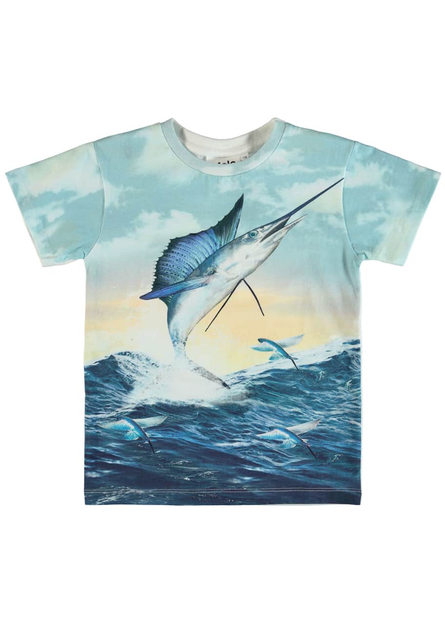 Image 1 of 1: Raul Jumping Swordfish Print Short-Sleeve Tee, Size 4-10