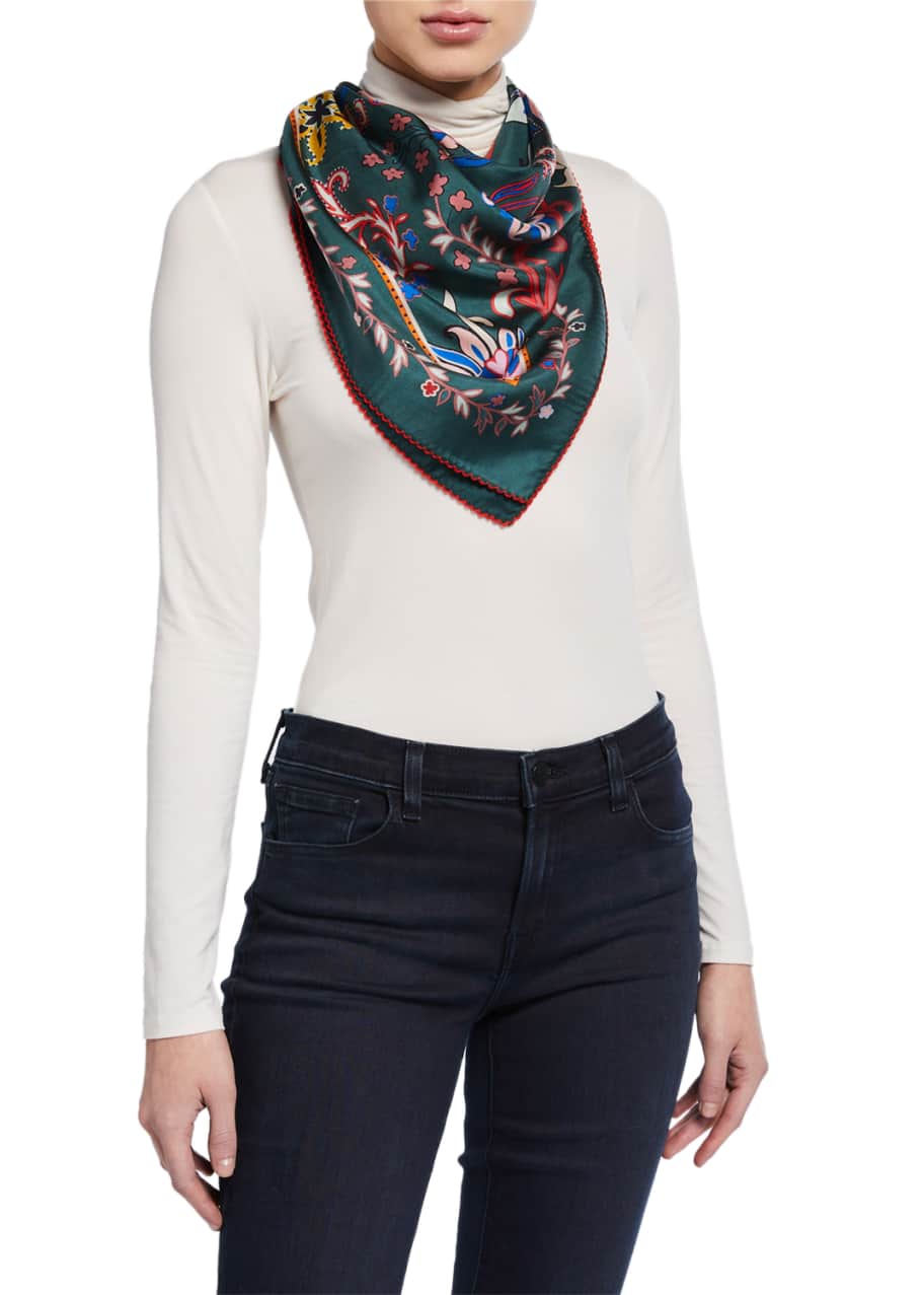 Tory Burch Black Mountain Floral Silk Scarf Bergdorf Goodman