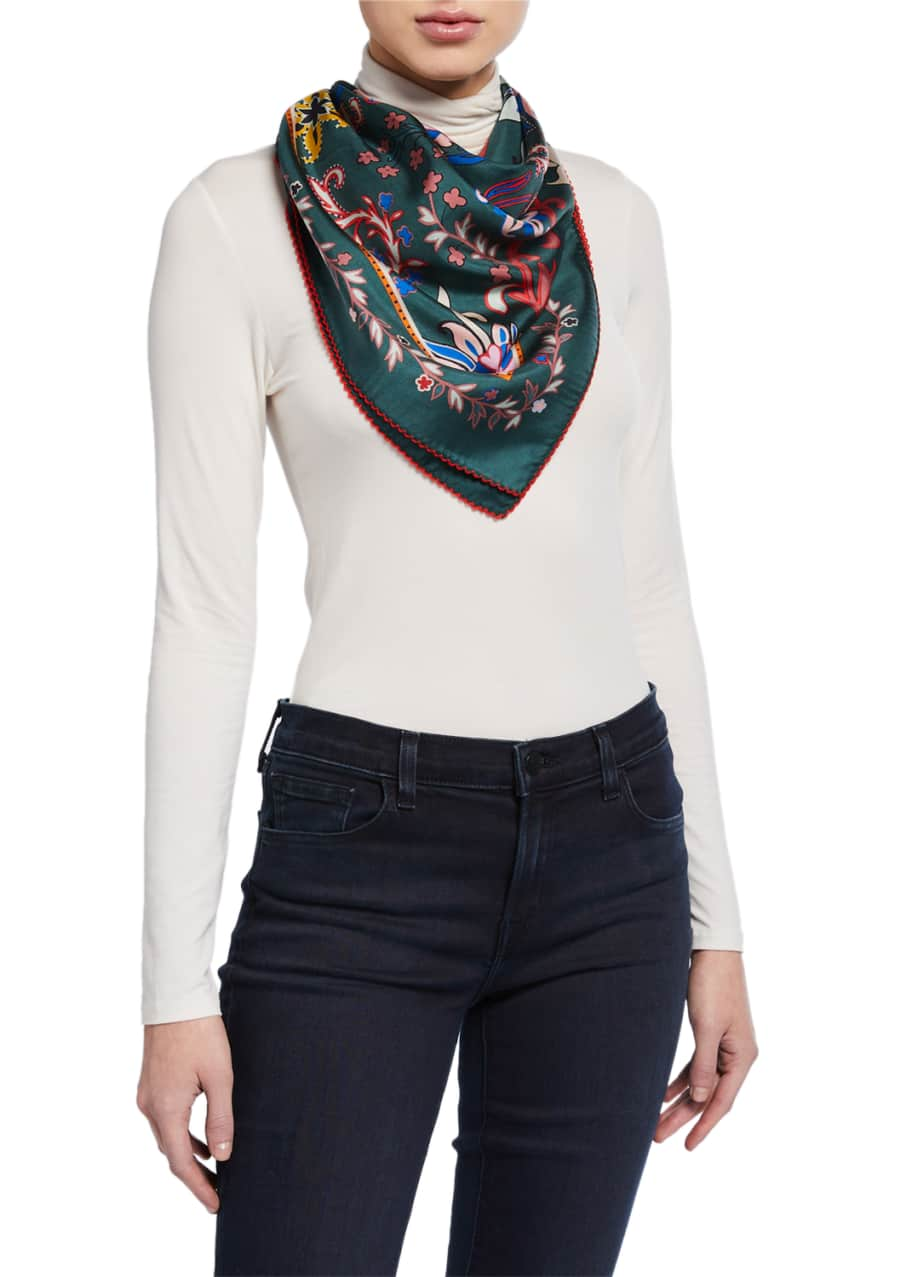 Tory Burch Black Mountain Floral Silk Scarf - Bergdorf Goodman