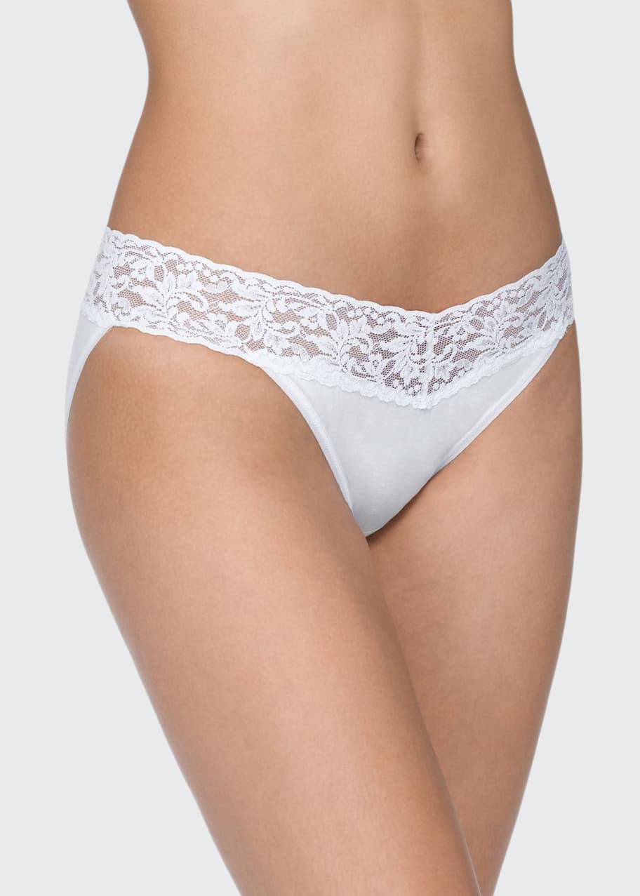 Hanky Panky Signature Lace Organic Cotton VKini Panties, Basic Colors