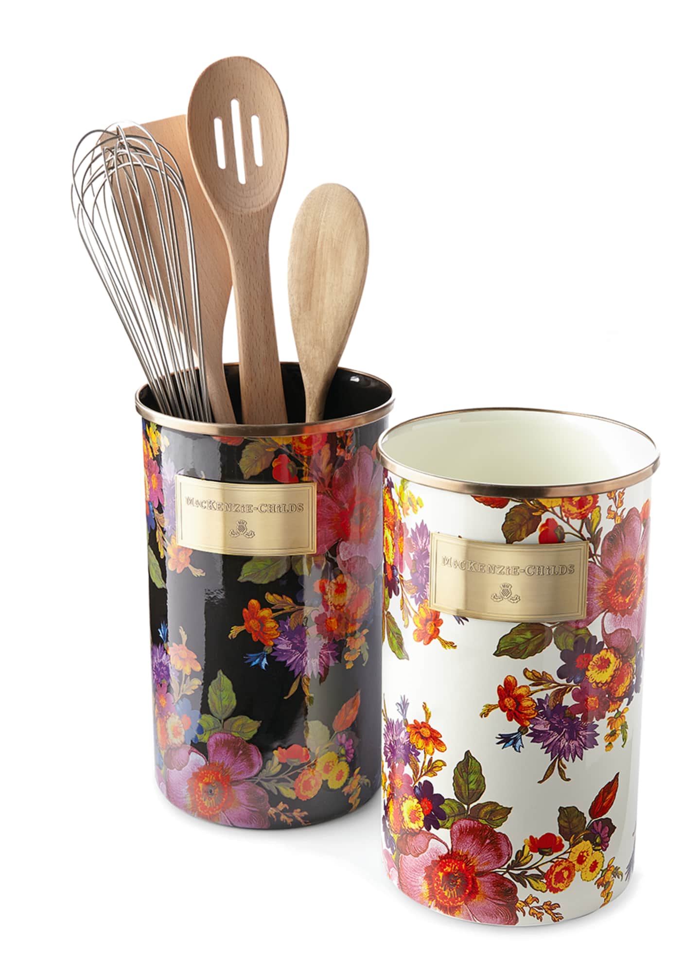 MacKenzieChilds Flower Market Black Utensil Holder Bergdorf Goodman