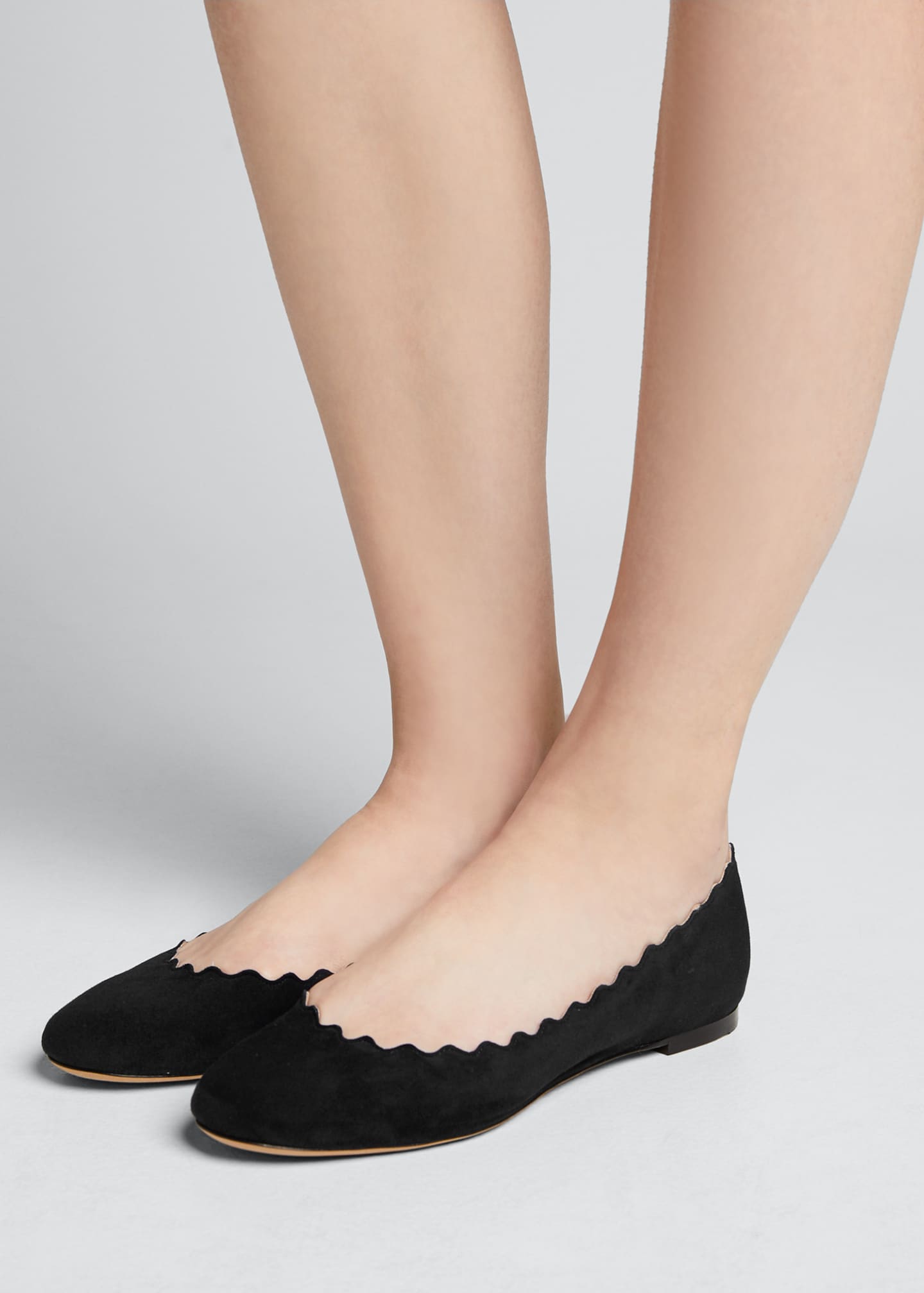 chloe scalloped suede ballet flats