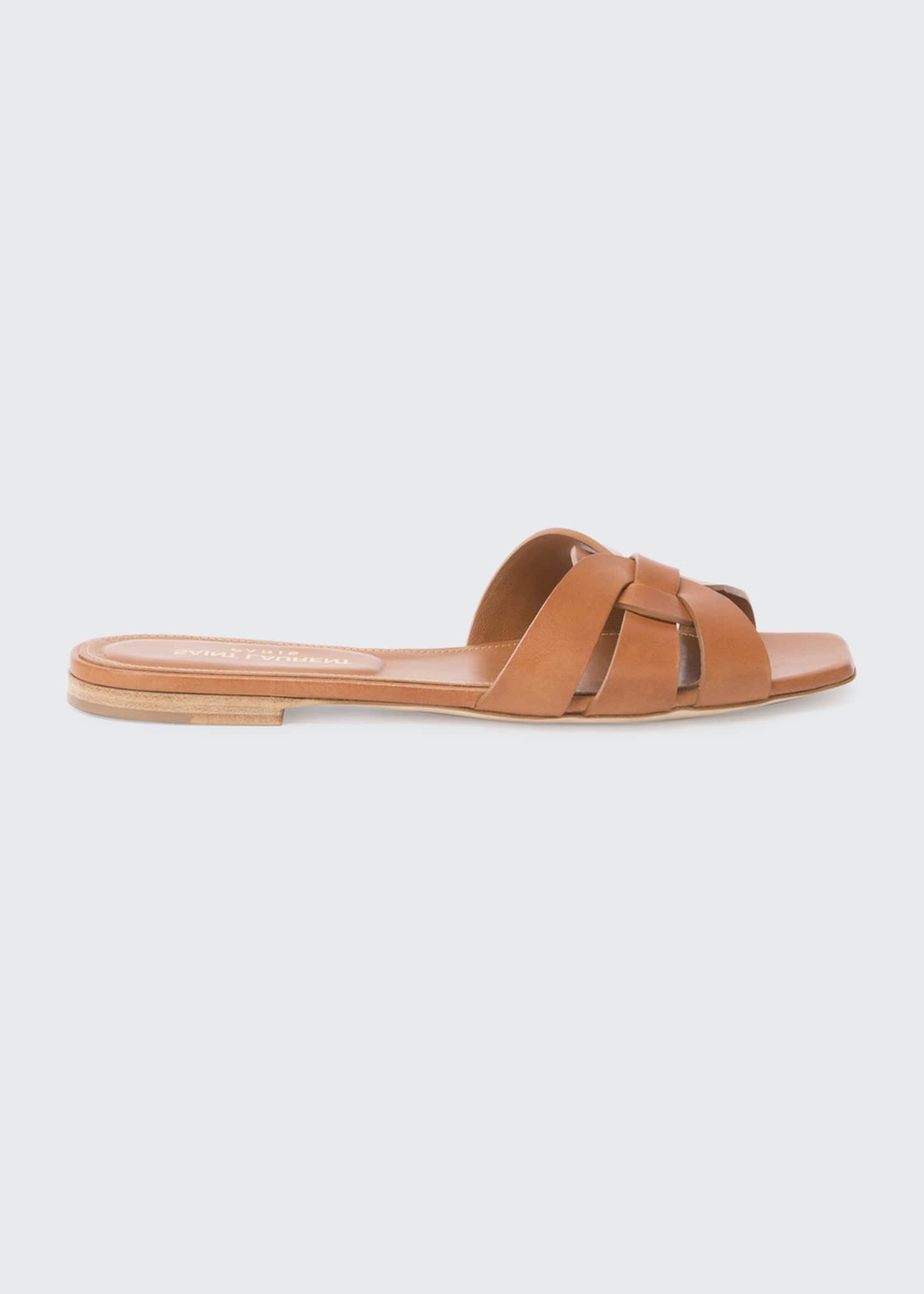 Saint Laurent Woven Leather Sandal Slide Bergdorf Goodman