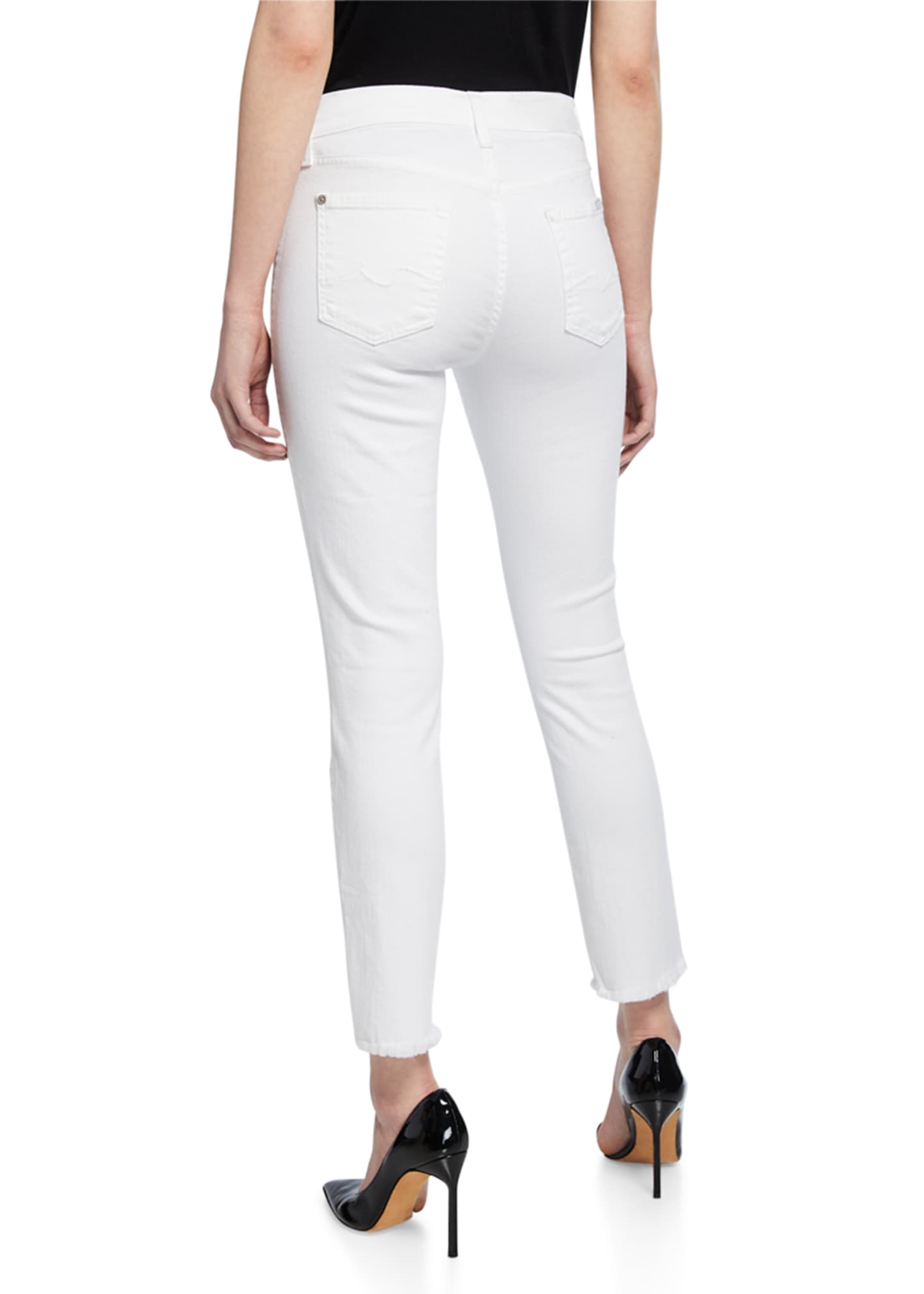 7 for all mankind Roxanne Raw-Edge Ankle Skinny Jeans, White Image 2 of 4