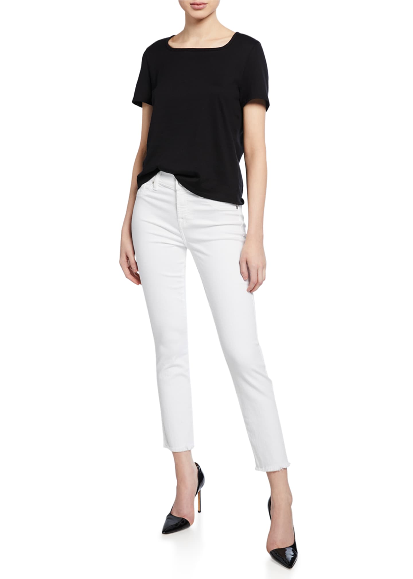 7 for all mankind Roxanne Raw-Edge Ankle Skinny Jeans, White Image 3 of 4