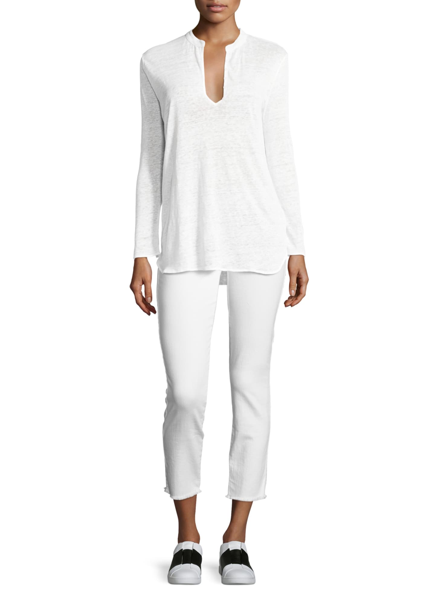 7 for all mankind Roxanne Raw-Edge Ankle Skinny Jeans, White Image 4 of 4