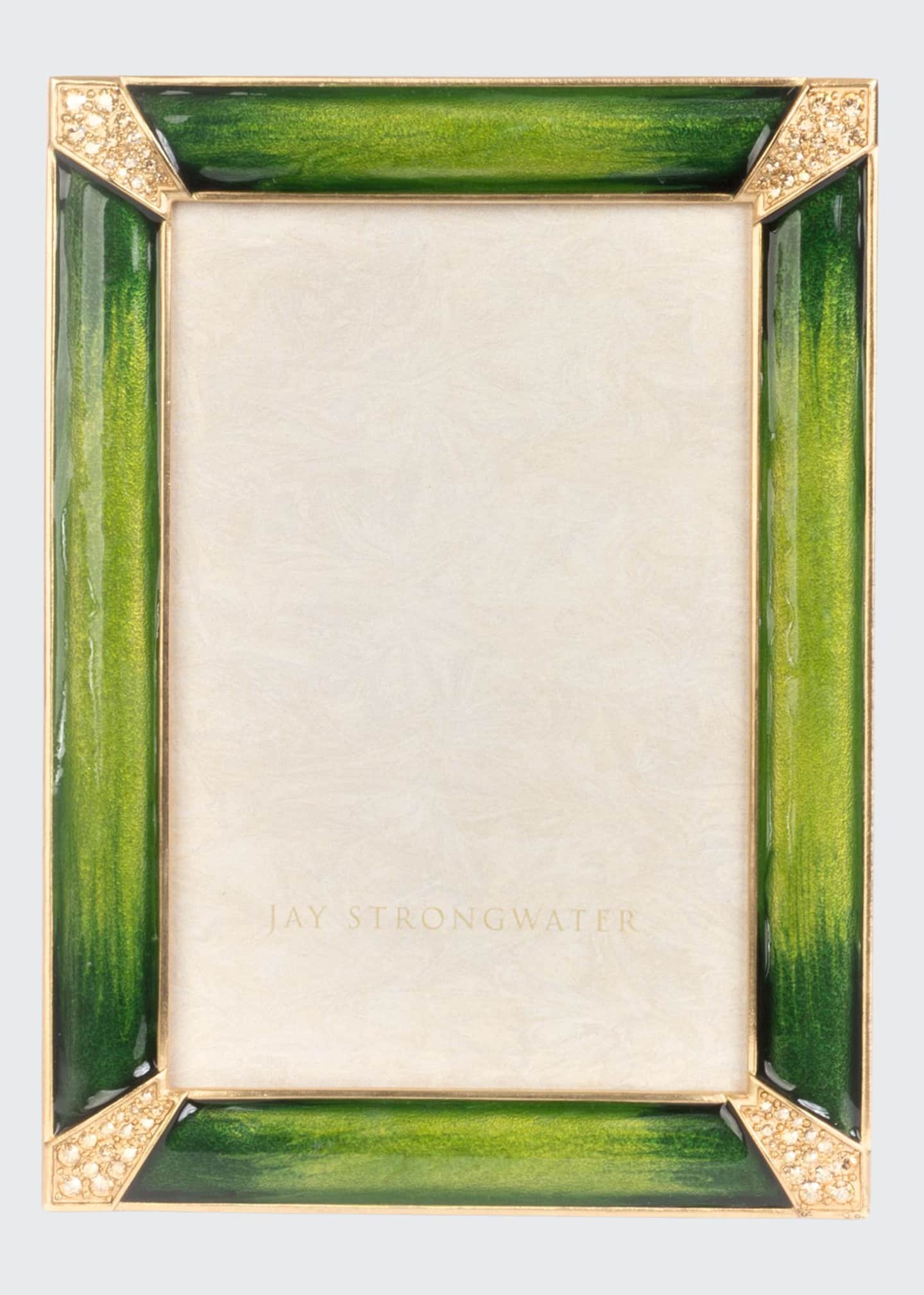 Jay Strongwater Leland Pave Corner Picture Frame, Emerald, 4" x 6