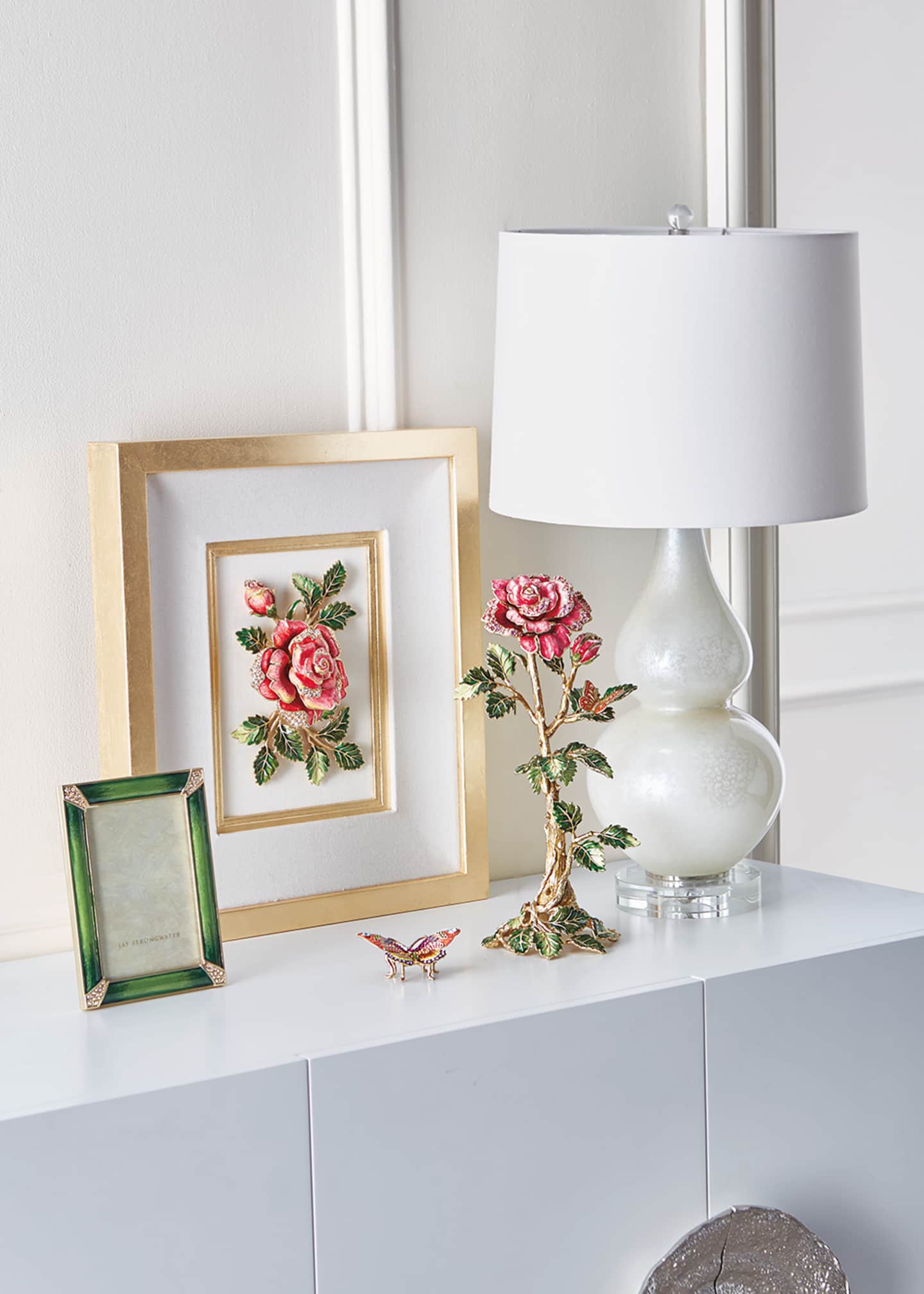 Jay Strongwater Leland Pave Corner Picture Frame, Emerald, 4" x 6