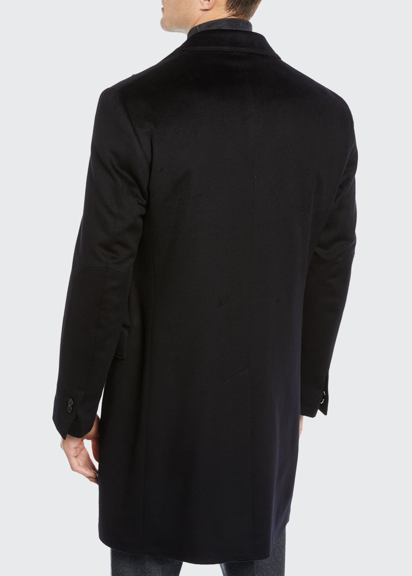 Corneliani Men's ID Wool Top Coat, Black Bergdorf Goodman