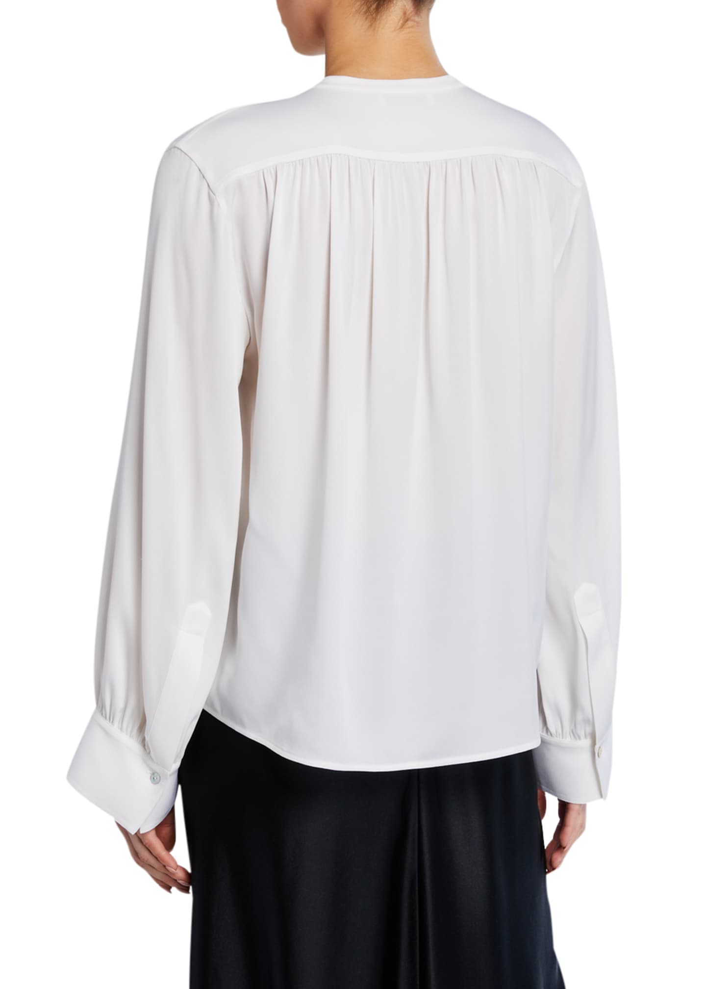 Vince Long-Sleeve Button-Front Shirred-Back Blouse - Bergdorf Goodman