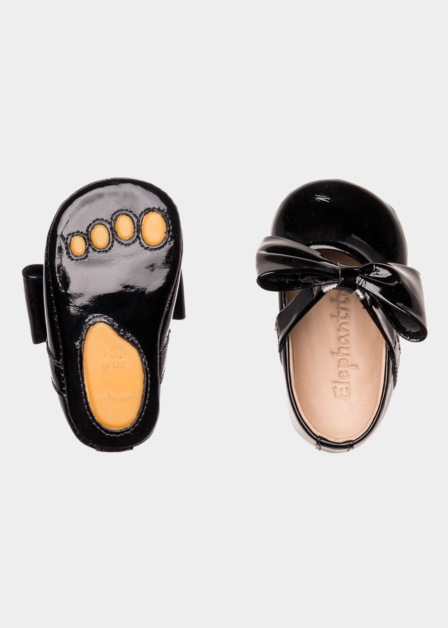 Elephantito Girl's Leather Ballet Flat w/ Bow, Baby Image 2 of 2